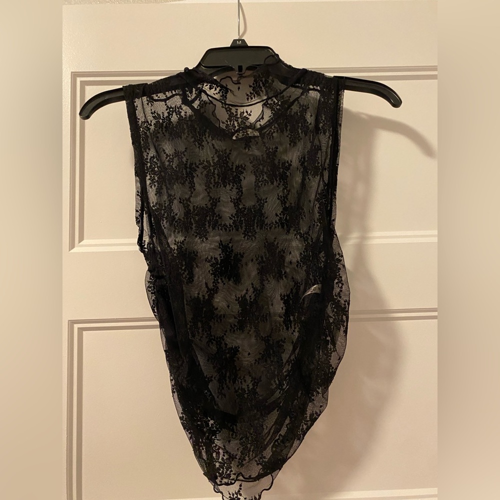 Free People Black Floral Lace Top
